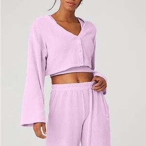 Alo Chenille Chalet Cardigan - Sugarplum Pink (Size Medium)